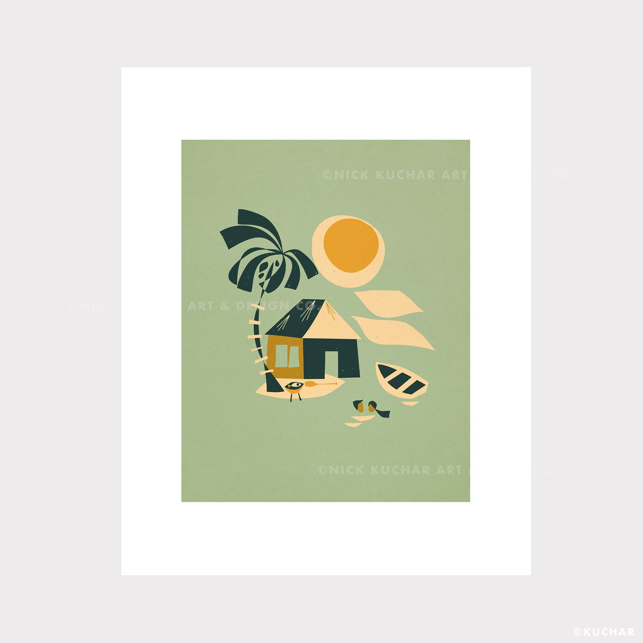 Hurley Nick Kuchar Surf Shack Hawaii Limited Edition Matted Print