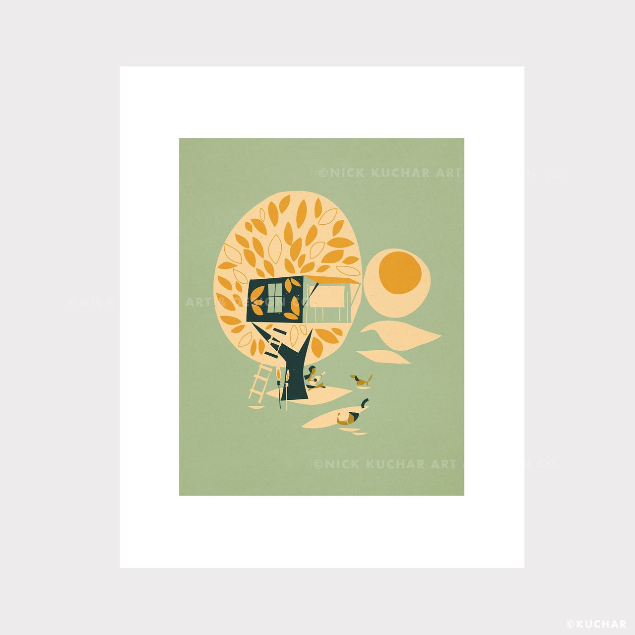 Hurley Nick Kuchar Treehouse Hawaii Limited Edition Matted Print