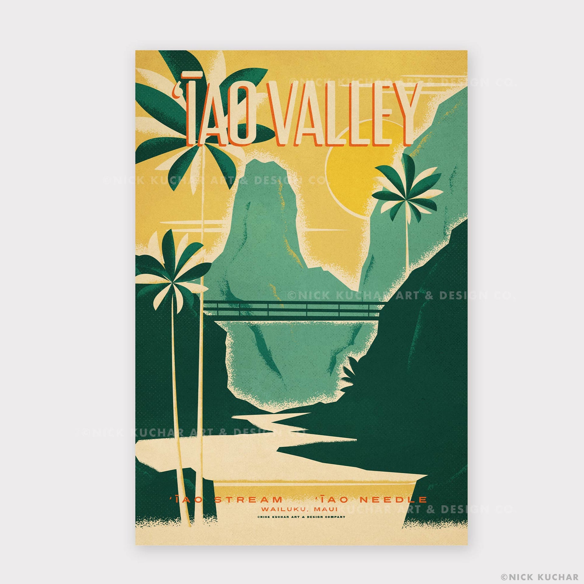 Iao Valley Maui Retro Hawaii Travel Print
