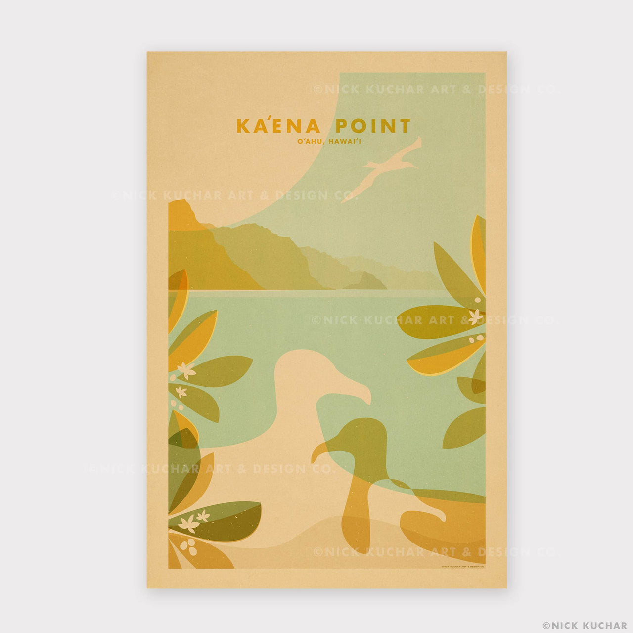 Kaena Point Oahu Retro Hawaii Travel Print