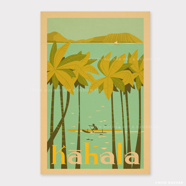 Kahala Beach - 12x18 Hawaii Travel Print