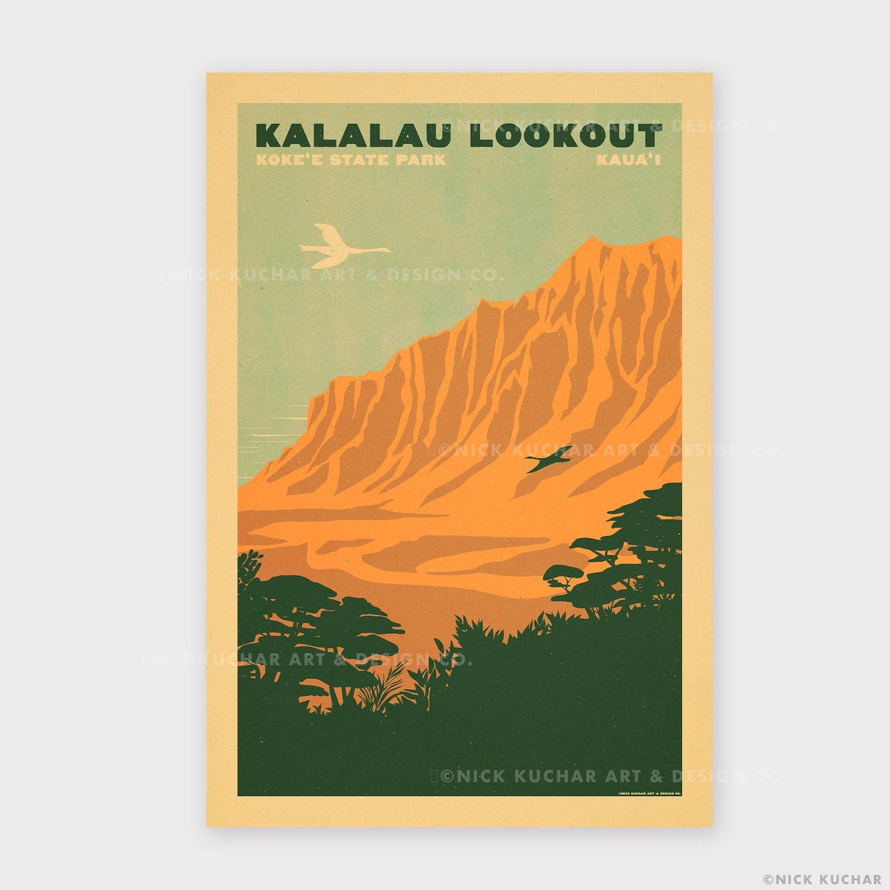 Kalalau Lookout Koke‘e State Park Hawaii Retro Travel Print