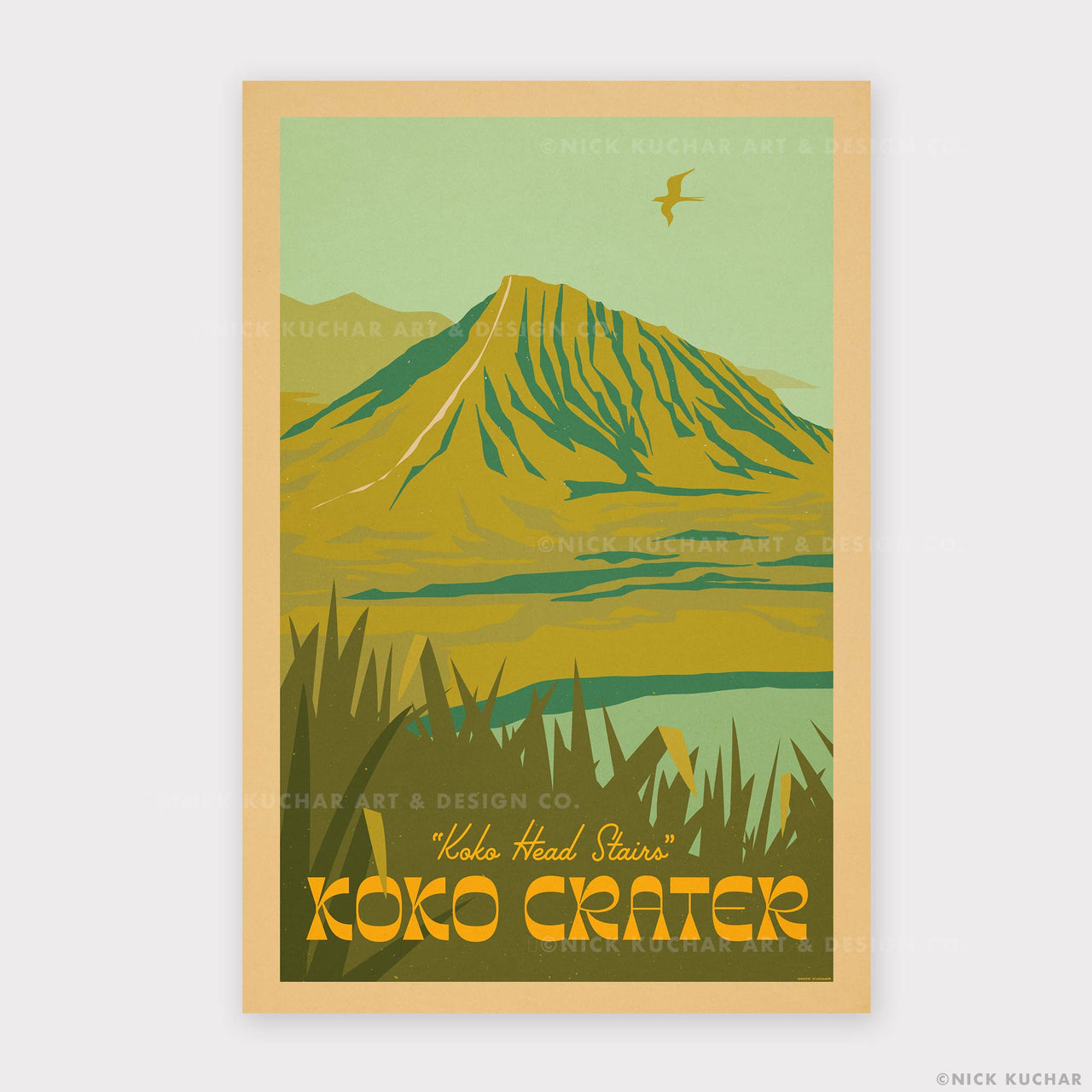 Koko Crater Koko Head Stairs Retro Hawaii Travel Print