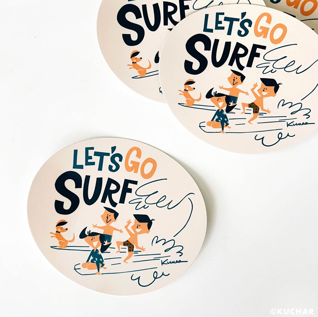Let's go surf Hawaii sticker by Nick Kuchar