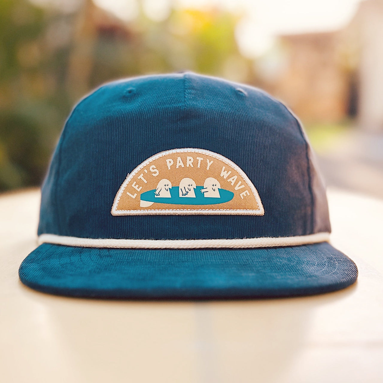 Let’s Party Wave Surfing - Corduroy Snapback Hat Blue - Nick Kuchar Shop