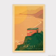 Maili Pillbox Oahu Retro Travel Print