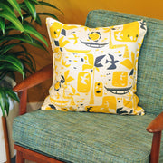 Manu Ihu coastal yellow print throw pillow case by Nick Kuchar