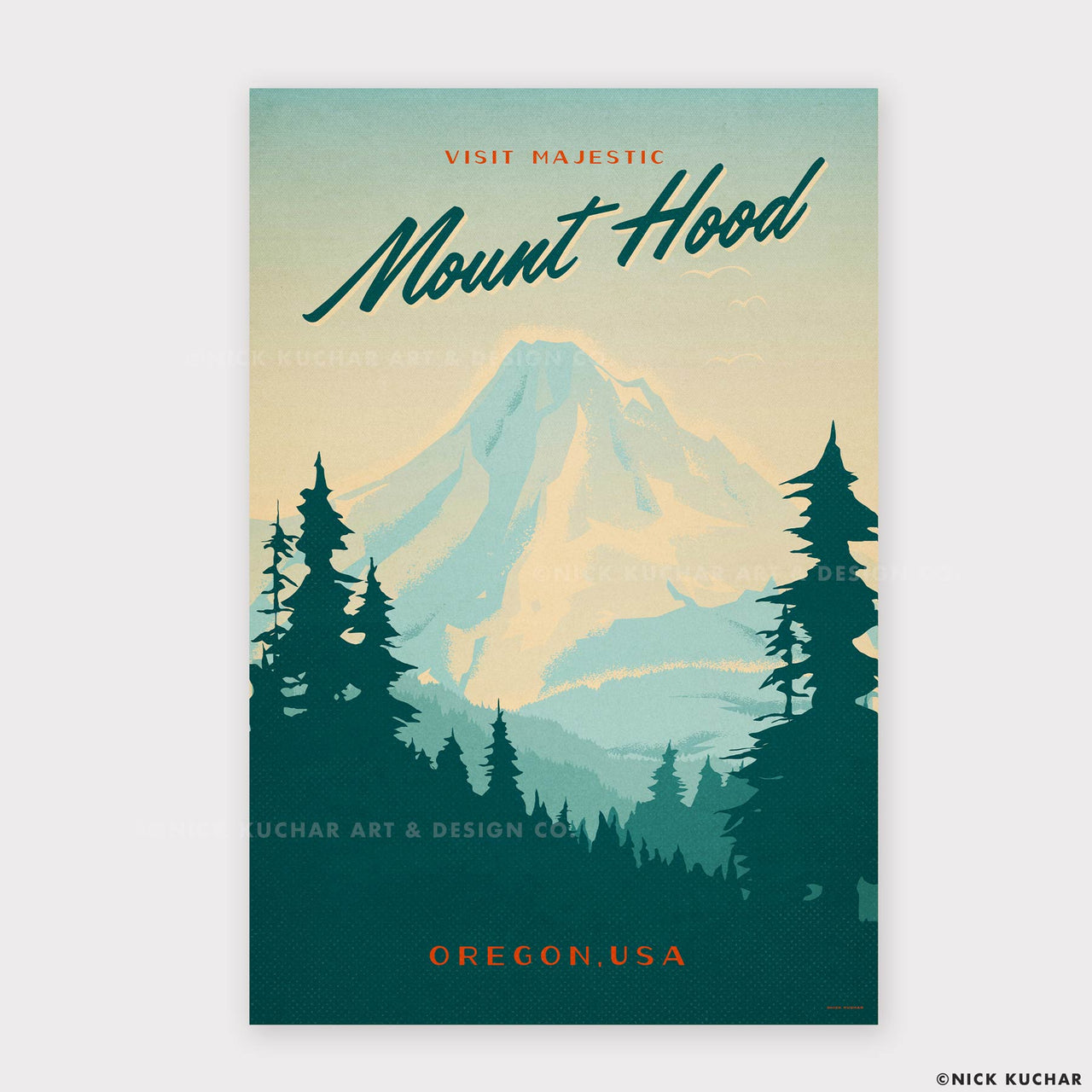 Mount Hood Oregon Retro Travel Print