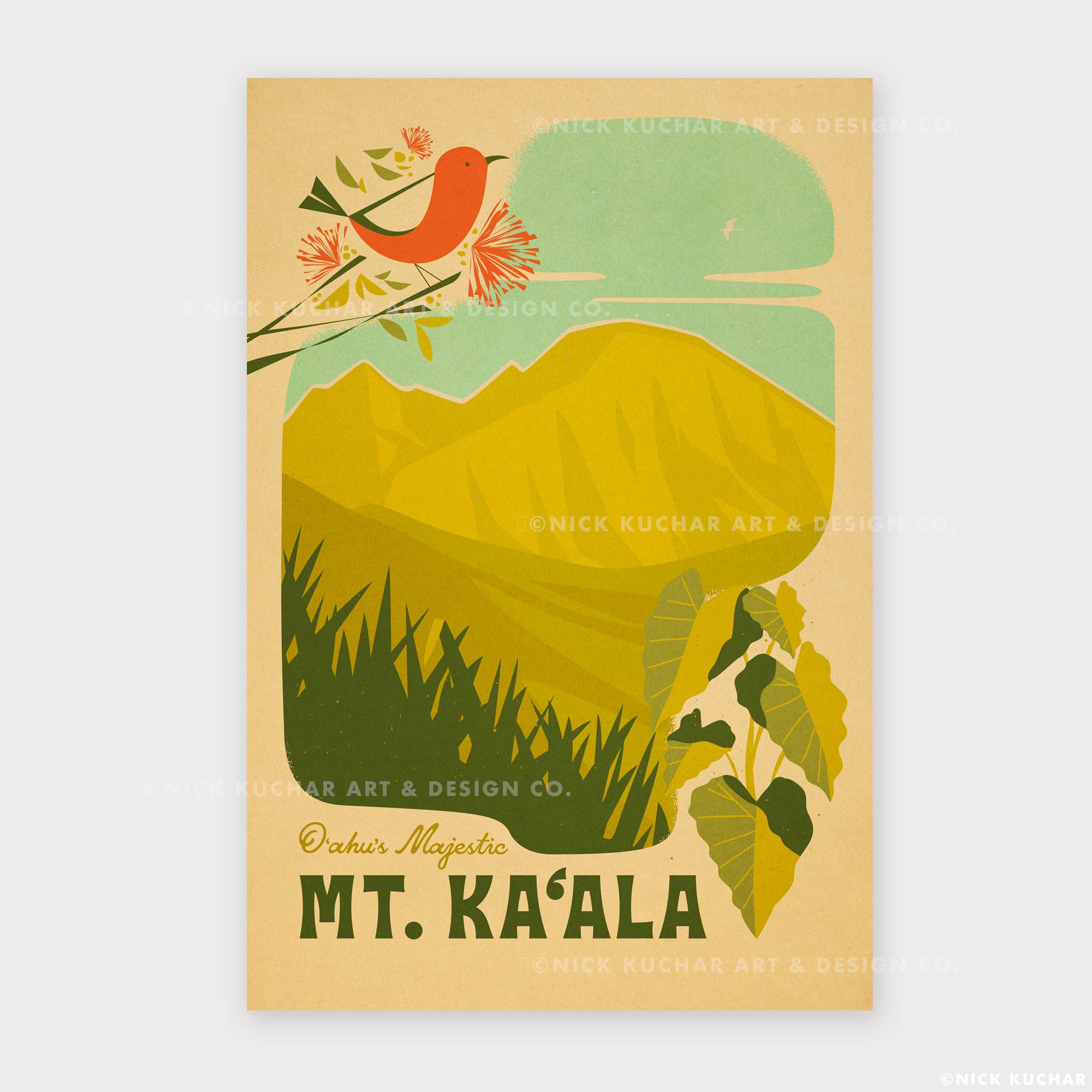 Mt. Kaala, Oahu - 12x18 Hawaii Mountain Travel Art Print