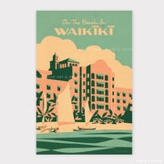 On The Beach In Waikiki Retro Hawaii Travel Print