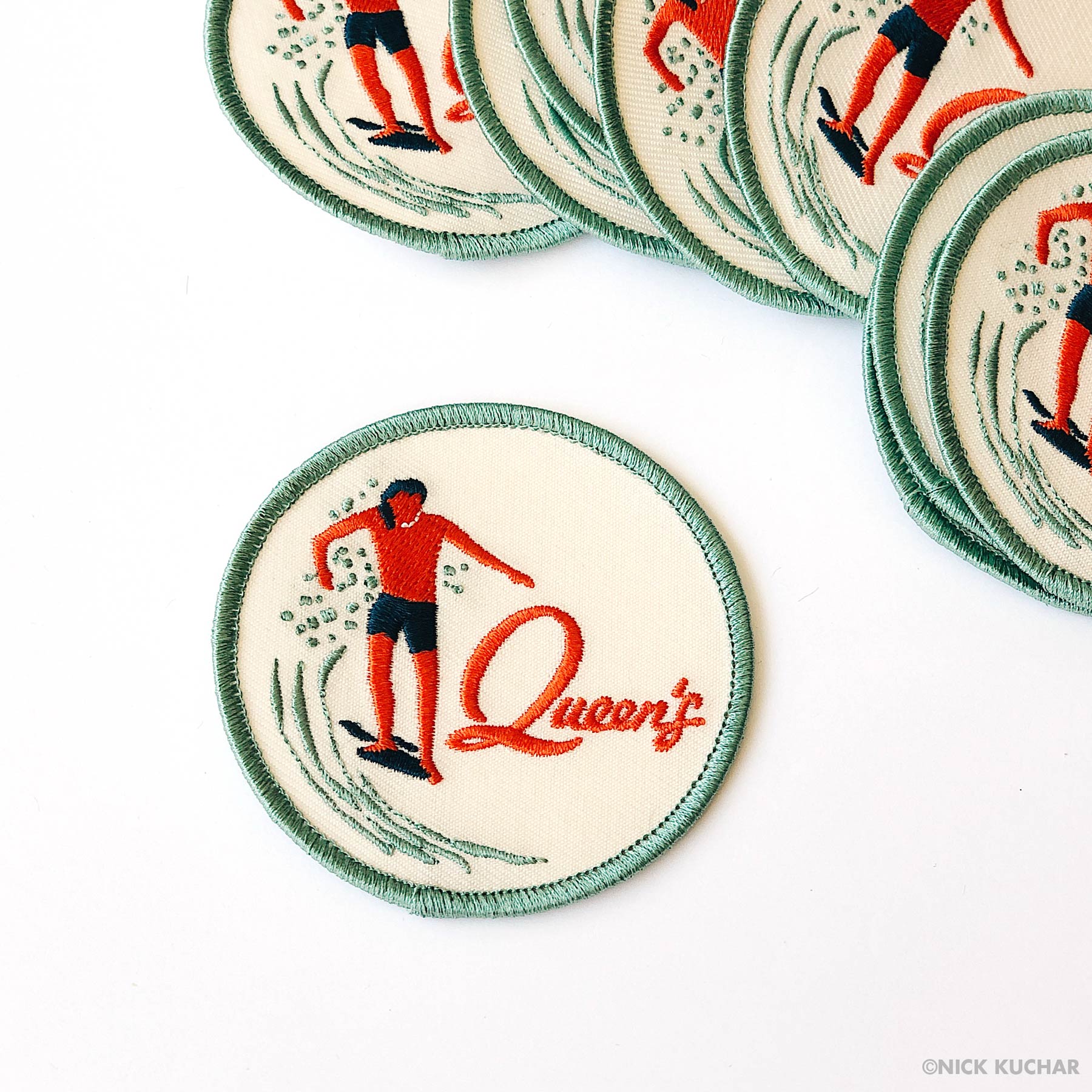 Queens surf oahu embroidered patch design by Nick Kuchar