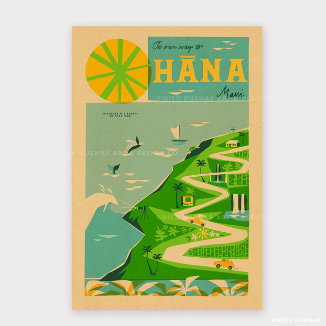 Hawaii Ritad Road to Hana Highway Maui 12x18 Hawaii Travel Poster Print