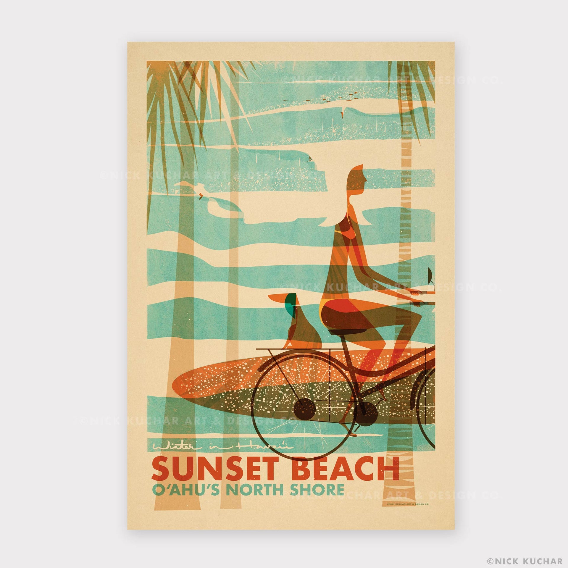 Sunset Beach Wahine North Shore Hawaii Travel Print