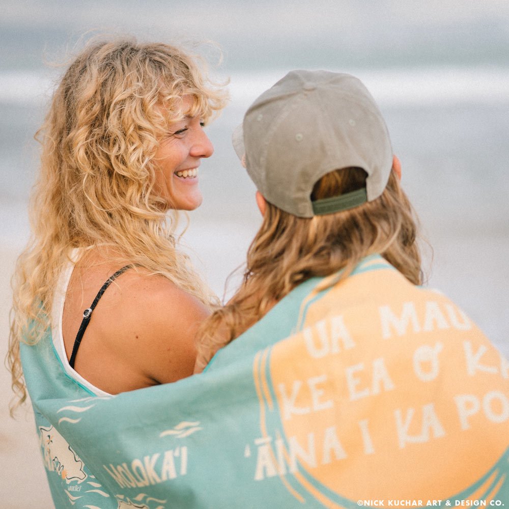 Microfiber Surfer Towel x Nick Kuchar - E Komo Mai Map