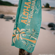 Surfer Towel Retro Hawaii Style "E Komo Mai" Microfiber Beach Towel