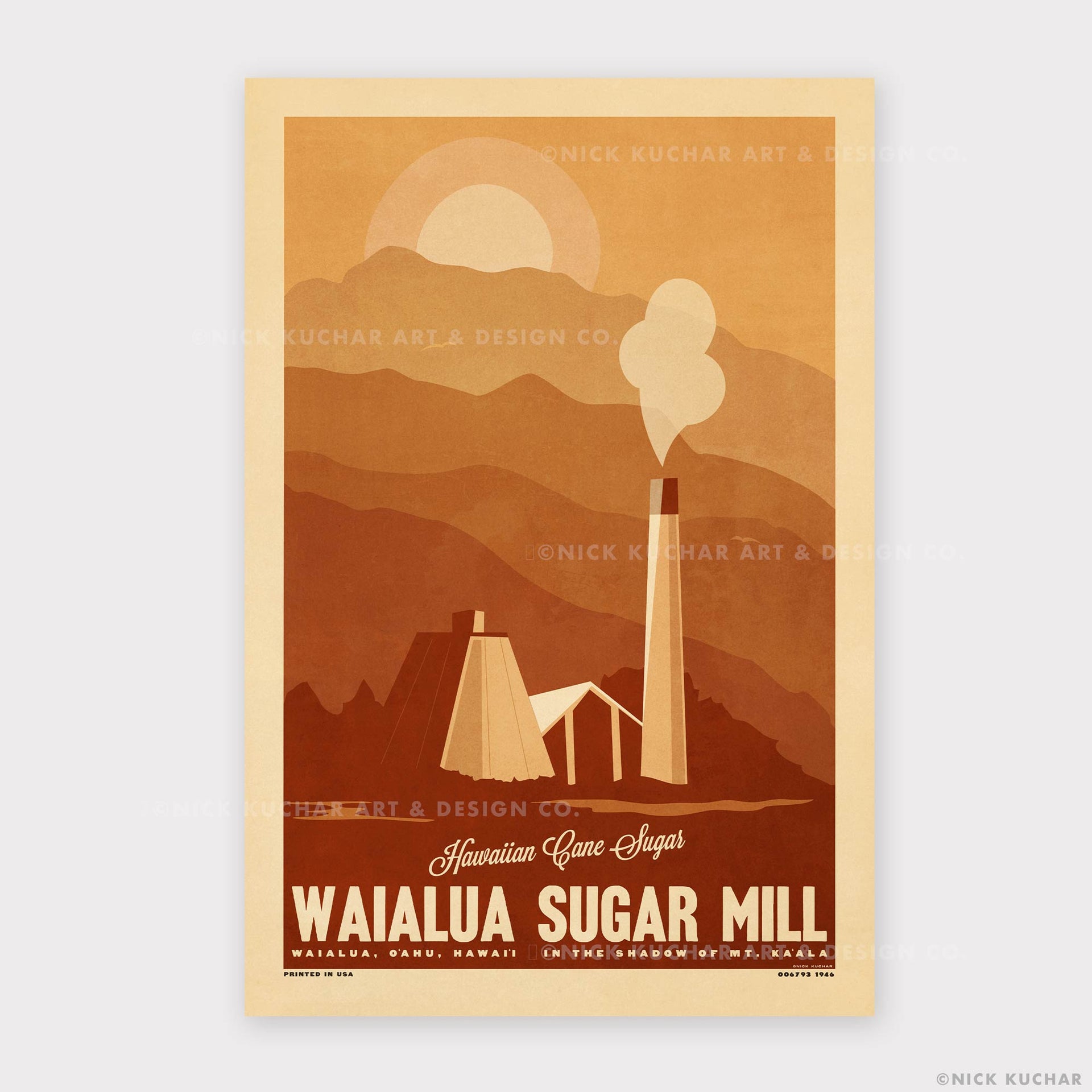 Waialua Sugar Mill Retro Hawaii Travel Print