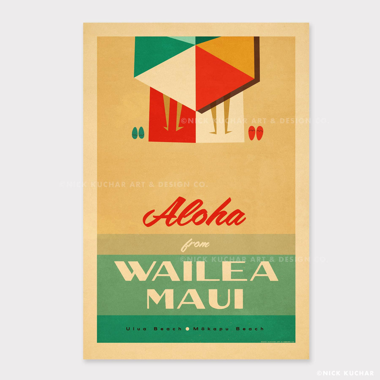 Wailea Maui Retro Hawaii Travel Poster Print